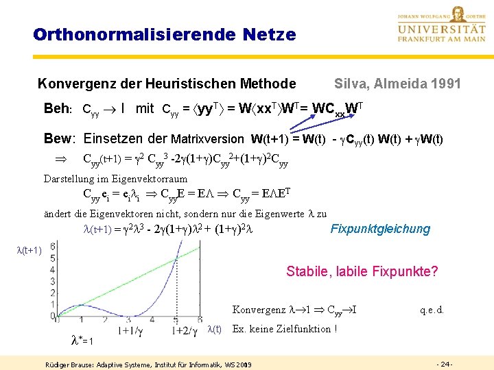 Orthonormalisierende Netze Konvergenz der Heuristischen Methode Silva, Almeida 1991 Beh: Cyy I mit Cyy