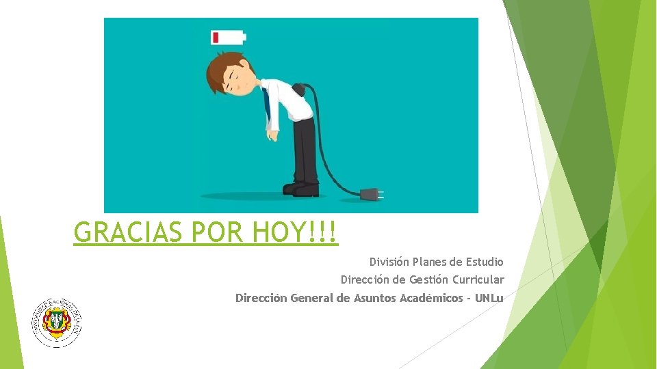 GRACIAS POR HOY!!! División Planes de Estudio Dirección de Gestión Curricular Dirección General de