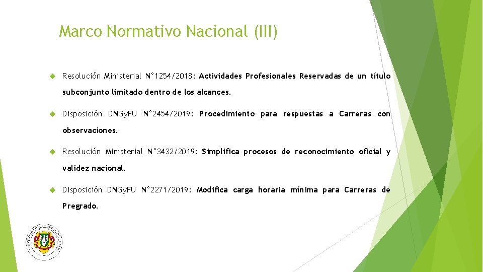 Marco Normativo Nacional (III) Resolución Ministerial N° 1254/2018: Actividades Profesionales Reservadas de un título