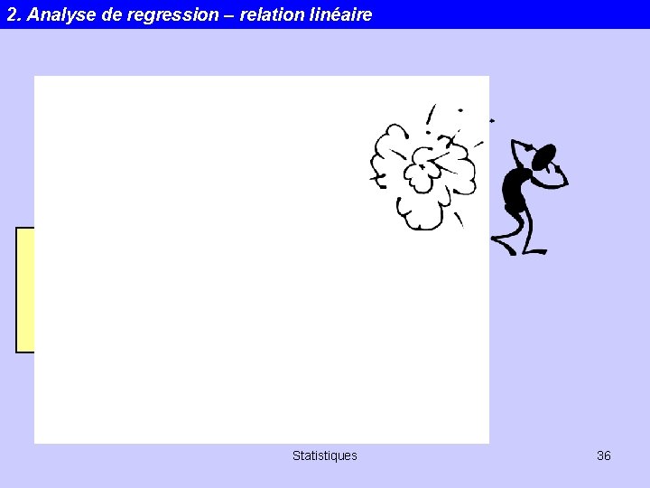 2. Analyse de regression – relation linéaire Statistiques 36 