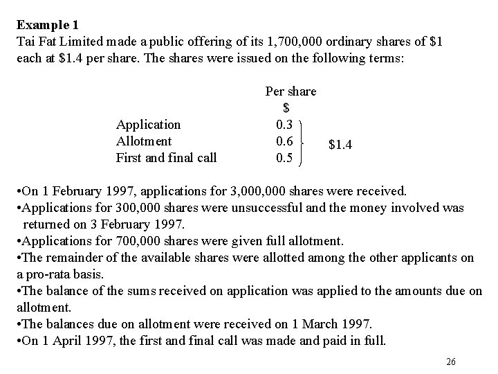 Example 1 Tai Fat Limited made a public offering of its 1, 700, 000