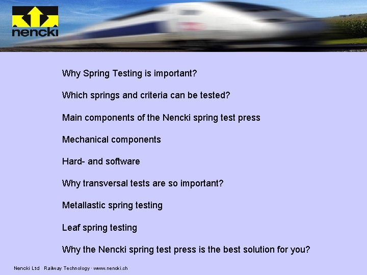 Why Spring Testing is important? Which springs and criteria can be tested? Main components