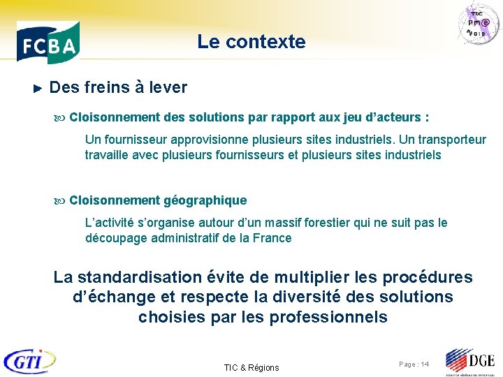 Le contexte Des freins à lever Cloisonnement des solutions par rapport aux jeu d’acteurs