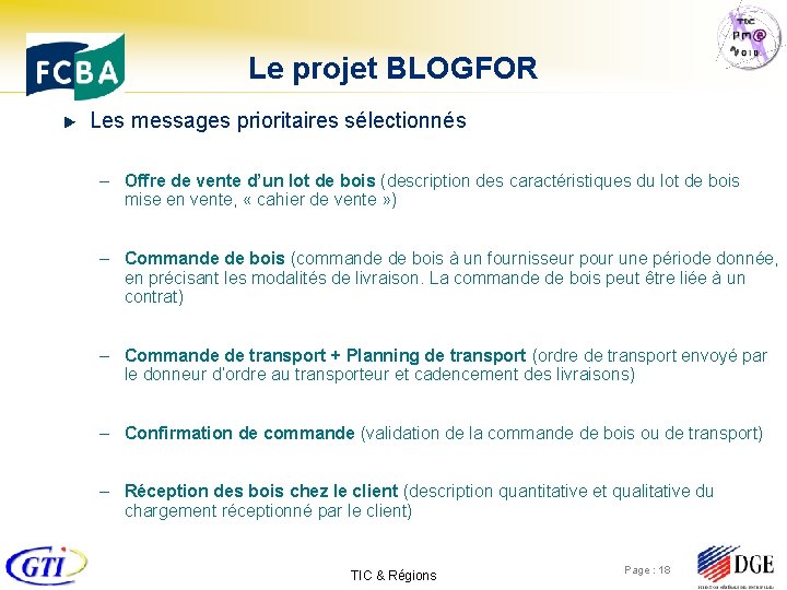 Le projet BLOGFOR Les messages prioritaires sélectionnés – Offre de vente d’un lot de