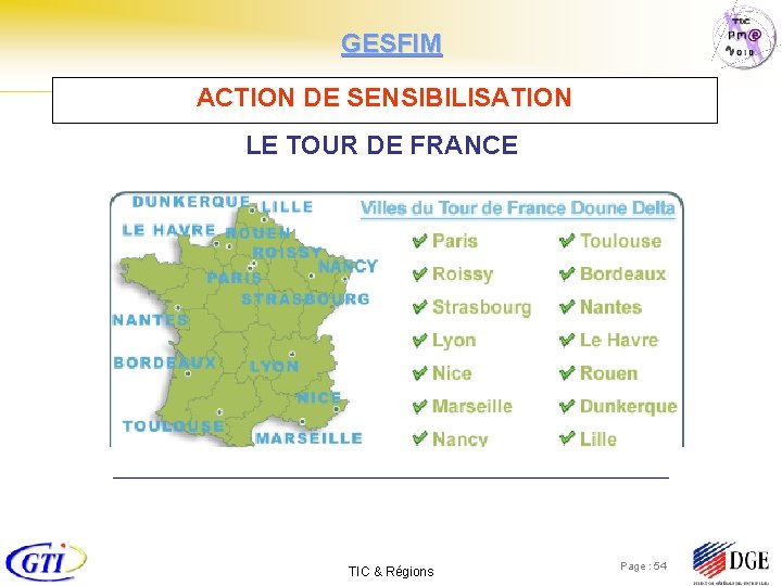 GESFIM ACTION DE SENSIBILISATION LE TOUR DE FRANCE TIC & Régions Page : 54