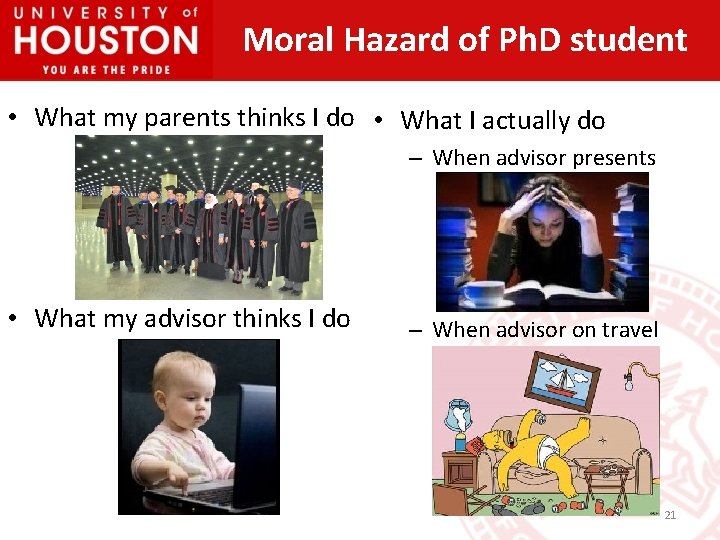 Moral Hazard of Ph. D student • What my parents thinks I do •