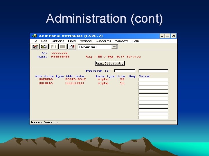 Administration (cont) 