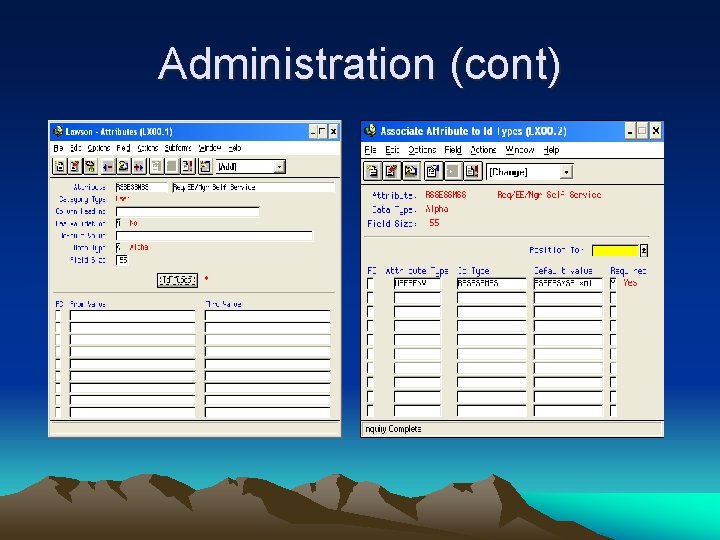 Administration (cont) 