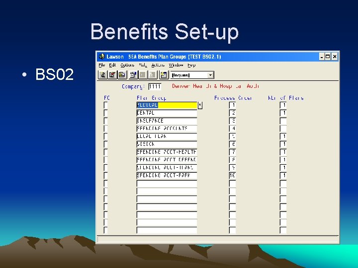 Benefits Set-up • BS 02 