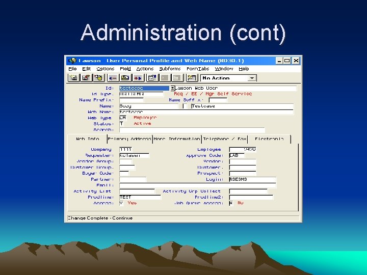 Administration (cont) 