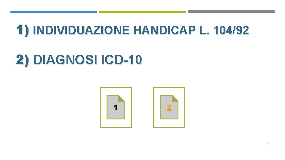 1) INDIVIDUAZIONE HANDICAP L. 104/92 2) DIAGNOSI ICD-10 1 2 7 