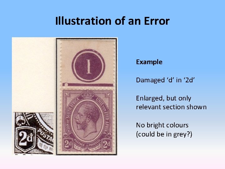 Illustration of an Error Example Damaged ‘d’ in ‘ 2 d’ Enlarged, but only