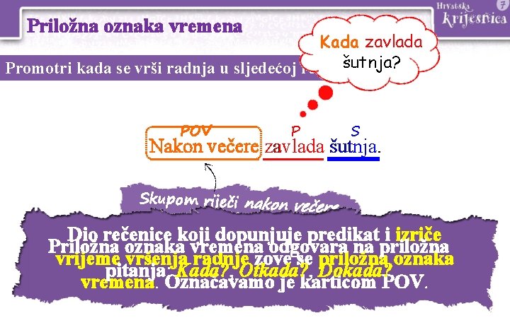 Priložna oznaka vremena KadaŠto zavlada? šutnja? Promotri kada se vrši radnja u sljedećoj rečenici. Priložna oznaka vremena KadaŠto zavlada? šutnja? Promotri kada se vrši radnja u sljedećoj rečenici.