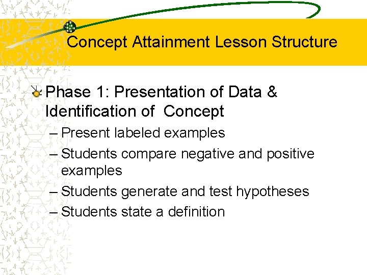 Concept Attainment Lesson Structure Phase 1: Presentation of Data & Identification of Concept –