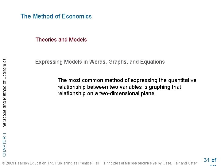 The Method of Economics CHAPTER 1 The Scope and Method of Economics Theories and The Method of Economics CHAPTER 1 The Scope and Method of Economics Theories and