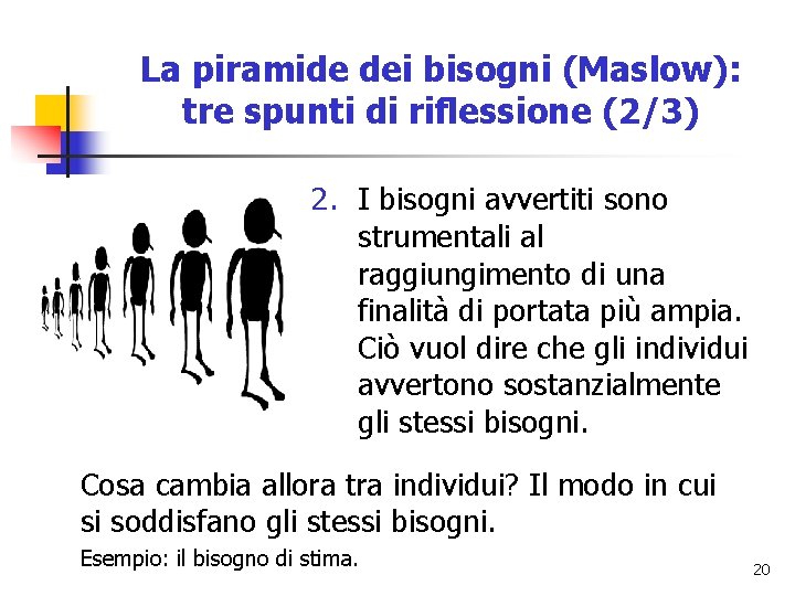 La piramide dei bisogni (Maslow): tre spunti di riflessione (2/3) 2. I bisogni avvertiti