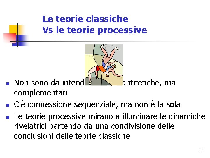 Le teorie classiche Vs le teorie processive n n n Non sono da intendersi