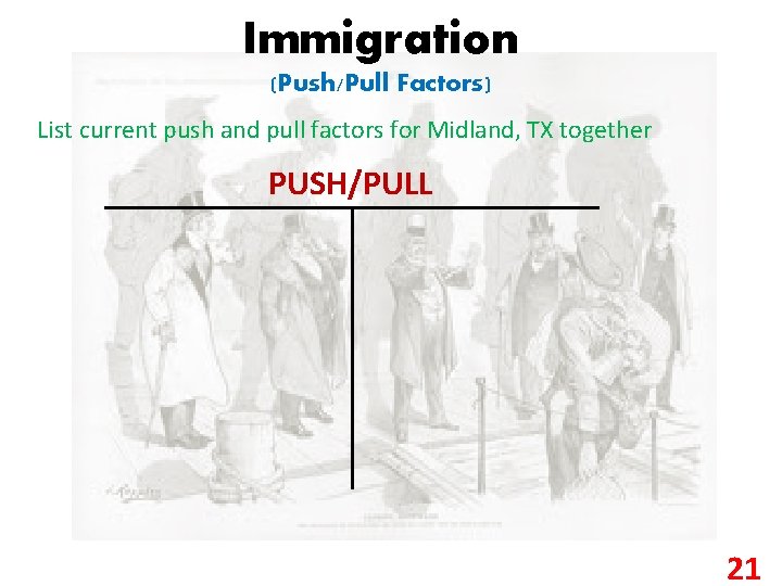 Immigration (Push/Pull Factors) List current push and pull factors for Midland, TX together PUSH/PULL