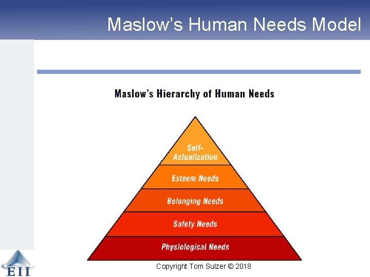 Maslow’s Human Needs Model Copyright Tom Sulzer © 2018 