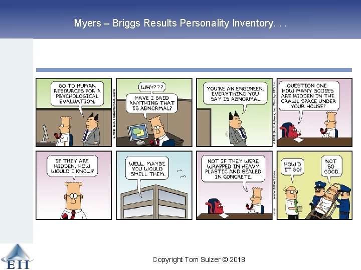 Myers – Briggs Results Personality Inventory. . . Copyright Tom Sulzer © 2018 