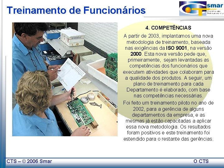 Treinamento de Funcionários 4. COMPETÊNCIAS CTS – © 2006 Smar A partir de 2003,