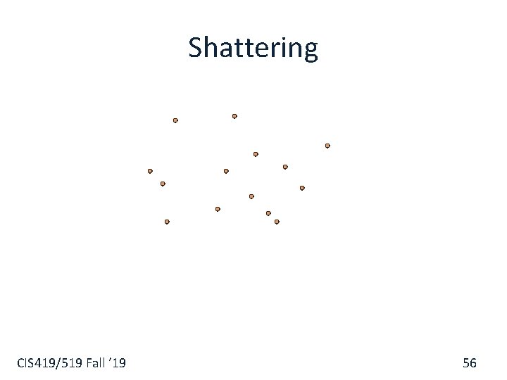 Shattering CIS 419/519 Fall ’ 19 56 