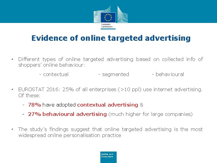 Evidence of online targeted advertising • Different types of online targeted advertising based on