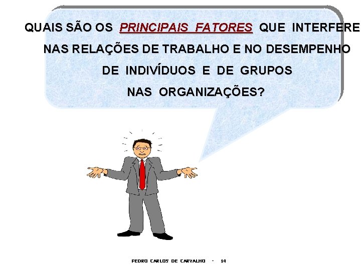 QUAIS SÃO OS PRINCIPAIS FATORES QUE INTERFEREM NAS RELAÇÕES DE TRABALHO E NO DESEMPENHO