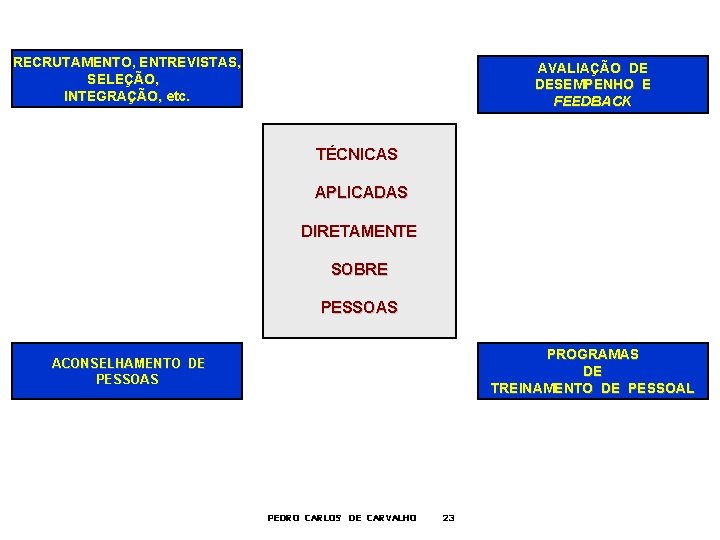 RECRUTAMENTO, ENTREVISTAS, SELEÇÃO, INTEGRAÇÃO, etc. AVALIAÇÃO DE DESEMPENHO E FEEDBACK TÉCNICAS APLICADAS DIRETAMENTE SOBRE