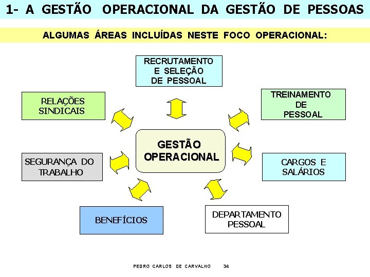 1 - A GESTÃO OPERACIONAL DA GESTÃO DE PESSOAS ALGUMAS ÁREAS INCLUÍDAS NESTE FOCO