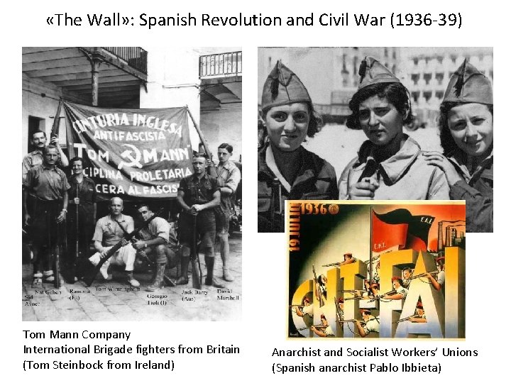  «The Wall» : Spanish Revolution and Civil War (1936 -39) Tom Mann Company