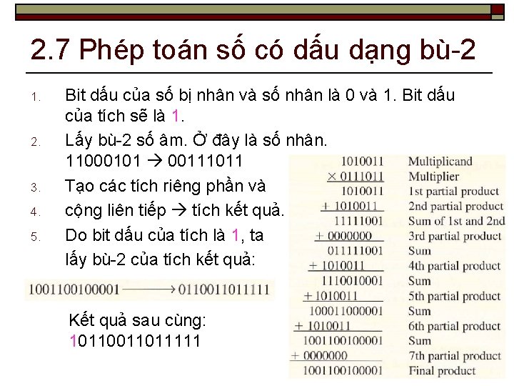 2. 7 Phép toán số có dấu dạng bù-2 1. 2. 3. 4. 5.