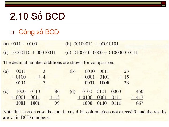 2. 10 Số BCD o Cộng số BCD 