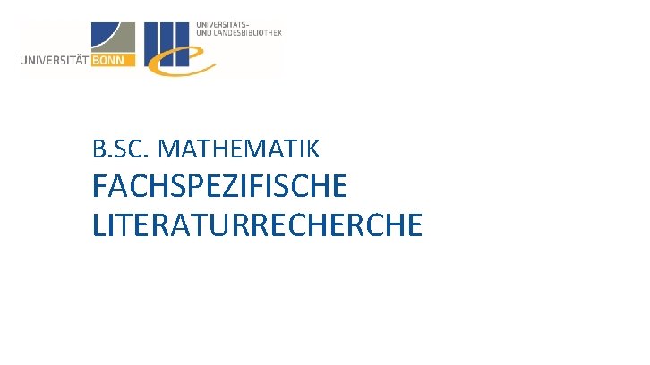 B. SC. MATHEMATIK FACHSPEZIFISCHE LITERATURRECHERCHE 