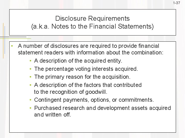 1 -37 Disclosure Requirements (a. k. a. Notes to the Financial Statements) • A