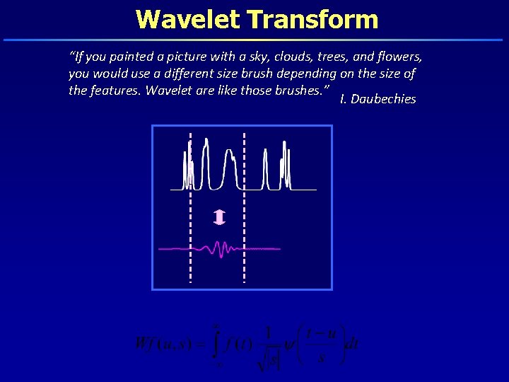 Wavelet Transform “If you painted a picture with a sky, clouds, trees, and flowers,