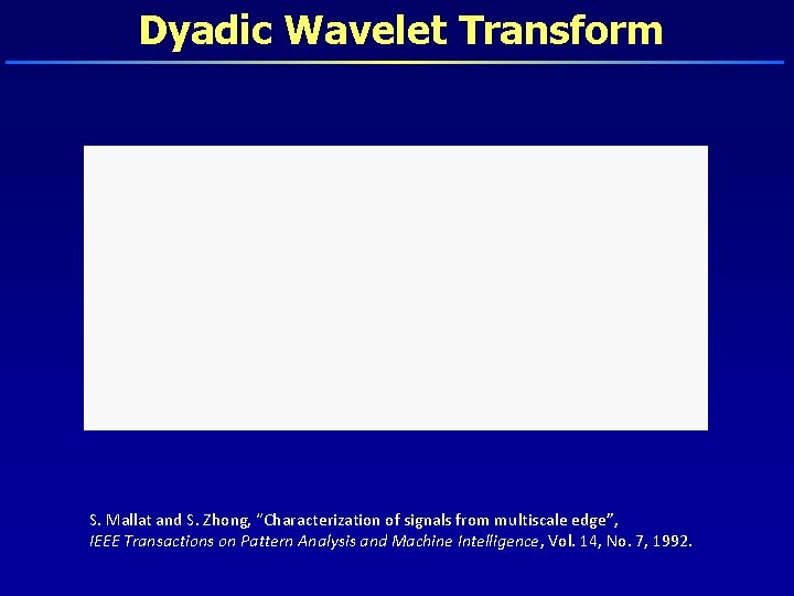 Dyadic Wavelet Transform S. Mallat and S. Zhong, “Characterization of signals from multiscale edge”,