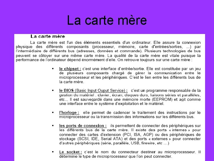 La carte mère 