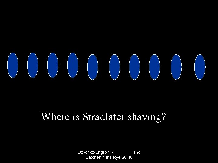 Where is Stradlater shaving? Geschke/English IV The Catcher in the Rye 26 -46 