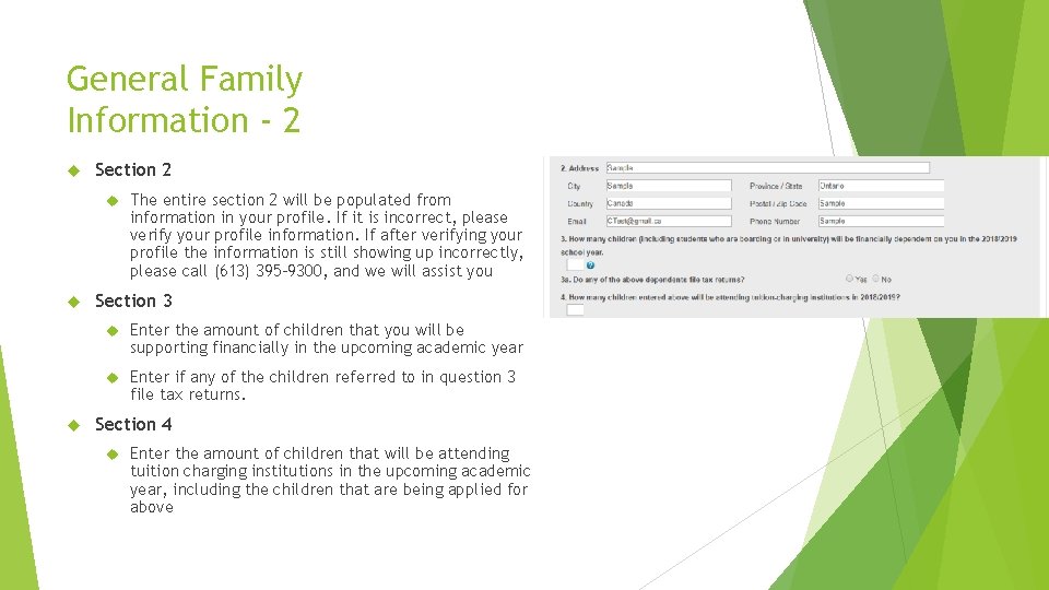 General Family Information - 2 Section 2 The entire section 2 will be populated