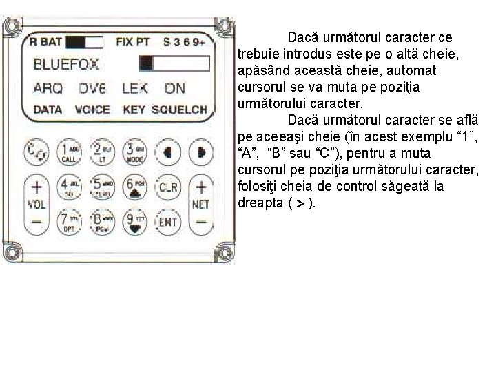 Dacă următorul caracter ce trebuie introdus este pe o altă cheie, apăsând această cheie,