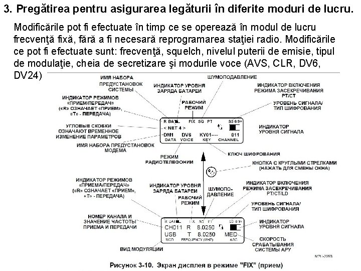 3. Pregătirea pentru asigurarea legăturii în diferite moduri de lucru. Modificările pot fi efectuate