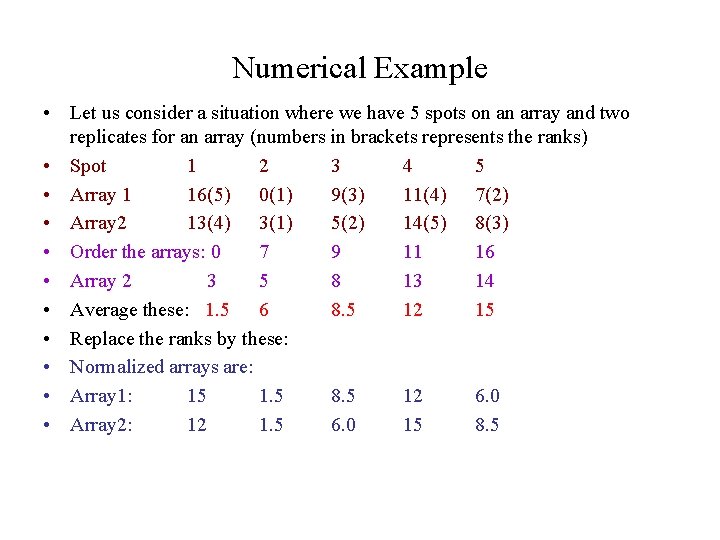 Numerical Example • Let us consider a situation where we have 5 spots on
