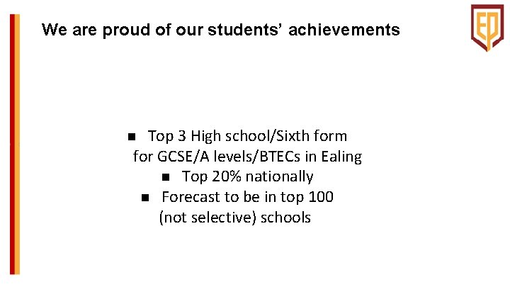 We are proud of our students’ achievements Year 11 & Sixth Form ■ Top
