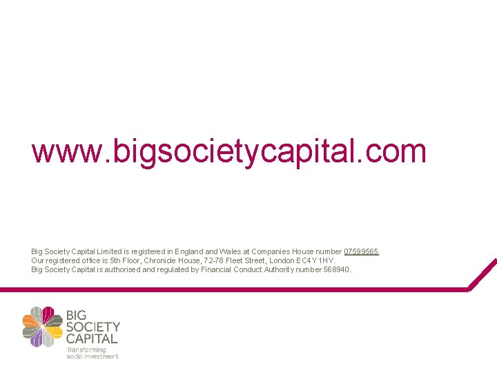 www. bigsocietycapital. com Big Society Capital Limited is registered in England Wales at Companies