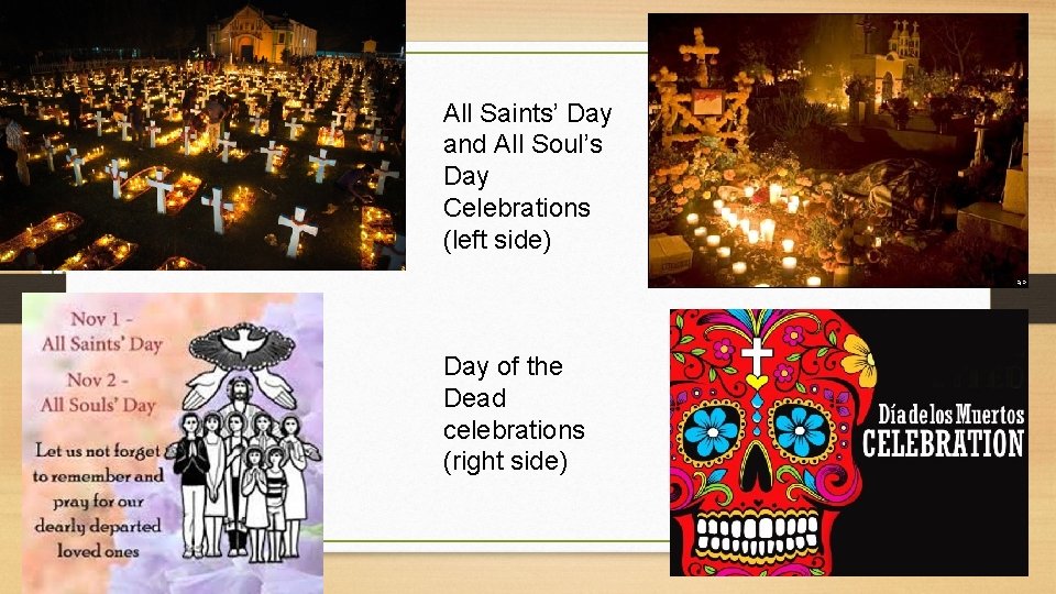 All Saints’ Day and All Soul’s Day Celebrations (left side) Day of the Dead