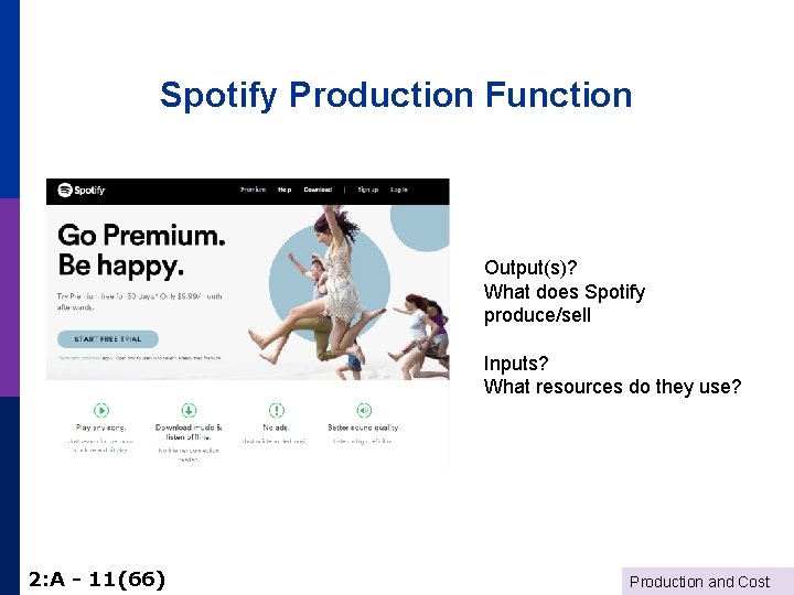 Spotify Production Function Output(s)? What does Spotify produce/sell Inputs? What resources do they use?