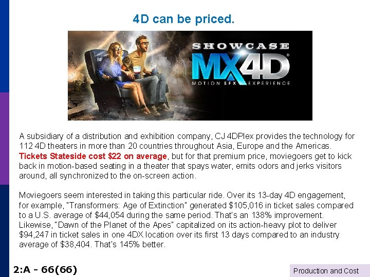 4 D can be priced. A subsidiary of a distribution and exhibition company, CJ