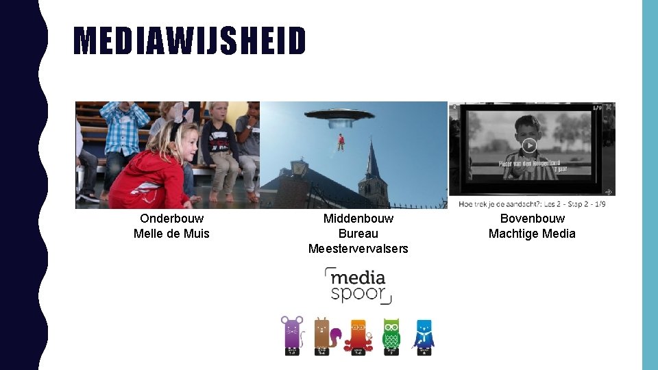 MEDIAWIJSHEID Onderbouw Melle de Muis Middenbouw Bureau Meestervervalsers Bovenbouw Machtige Media 