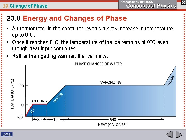 23 Change of Phase 23. 8 Energy and Changes of Phase • A thermometer